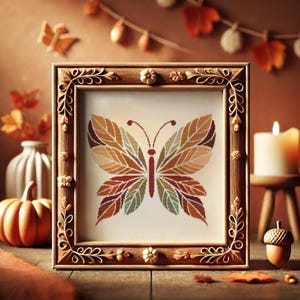 Autumn's Wings - A Fall CrossStitch Pattern, DIY Needlework, Seasonal Decor, Easy PDF Download