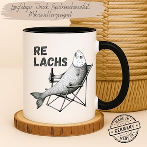 Funny Re Salmon Fish Mug, Gift Idea for Anglers, Coffee Mug for Fishing Friends, Fish Relaxed with Beer, Birthday Christmas Easter