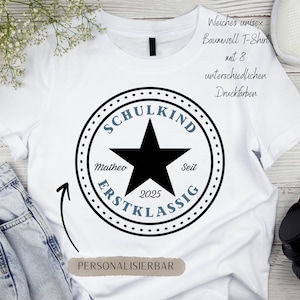 T-shirt for school enrollment school child with name - school enrollment shirt 2025, first day of school, T-shirt first day of school girl boy, daycare graduate