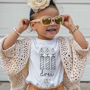 Children&#39;s birthday shirt with candles, T-shirt with number - personalized gift, gift idea 1-4 years, shirt with name for birthday