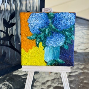 Hydrangeas, Oil painting, Hand painted, Flower painting, Still life, Flower lover gifts, Gardener gifts, Art, Blue flowers,