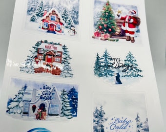 Autocollants Chiffrés De Noël 1 à 24 - Pour Calendrier De L'Avent - Décorations Sapin, Père Noël, Bonhomme De Neige - 8