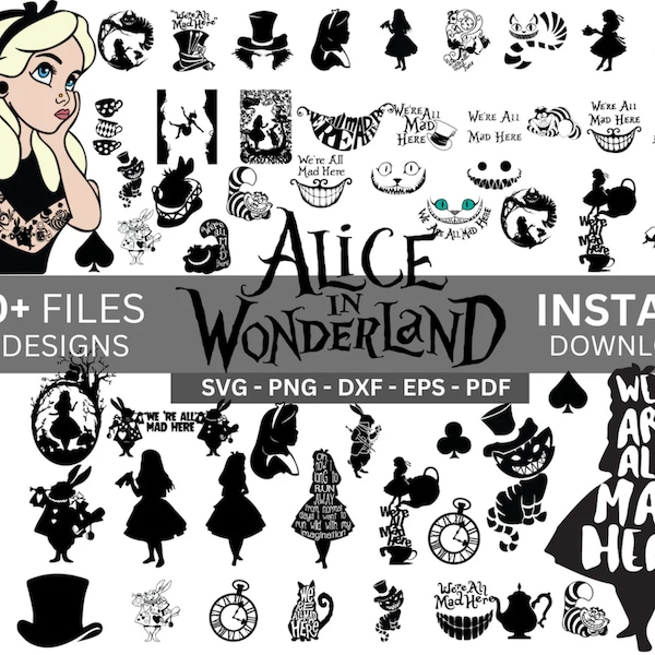Alice in Wonderland SVG-PNG Bundle, Alice SVG, Princess svg, Alice in Wonderland Clipart, Alice in Wonderland cut file