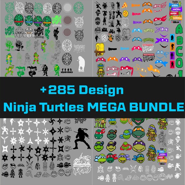 Ninja Turtles, Cartoon Svg-Png-Pdf-Eps-Dxf Bundle, Birthday, Party, Cartoon, Sticker, T shirt, Hoodie, Poster