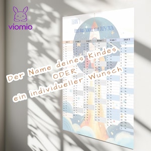 Schulkalender Grundschule Kinder  Schulkind Poster Rakete Junge Personalisiert Fantasie Kinderbild Individuell Druck A2 Wandkalender