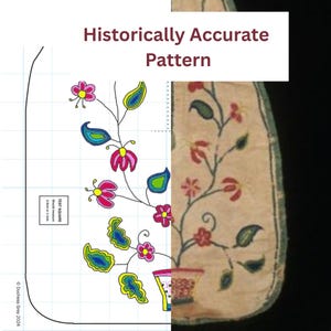 18th Century Historically Accurate Pocket Embroidery Pattern (A4 PDF) - Talbot