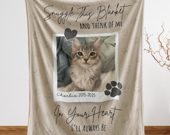 Personalized Pet Memorial Photo Blanket Collage, Personalized Cat Remembrance Gift, Cat Loss Bereavement Gifts, Cat Loss Sympathy Keepsake