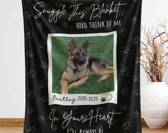 Personalized Dog Memorial Photo Blanket Gift, Pet Loss Keepsake Remembrance Gift For Dog Mom Dad Bereavement Gift, Dog Loss Pet Memory Gifts