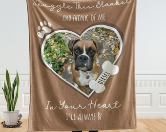 Personalized Dog Memorial Photo Blanket Gift, Pet Loss Keepsake Remembrance Gift For Dog Mom Dad Bereavement Gift, Dog Loss Pet Memory Gifts
