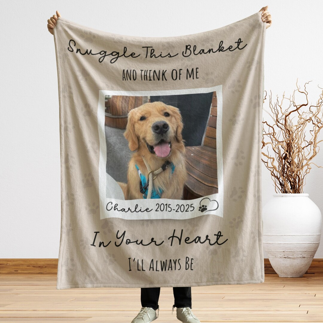 Personalized Dog Memorial Photo Blanket Gift, Pet Loss Keepsake ...