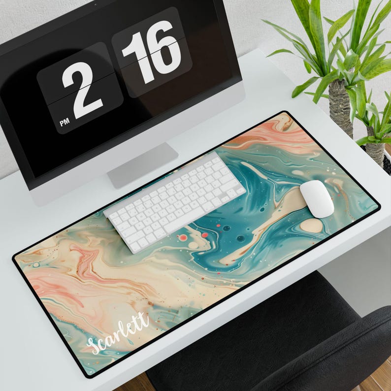 Custom Desk Mat Mousepad With Name, Marbled Desk Mat, Custom Mouse Pad ...