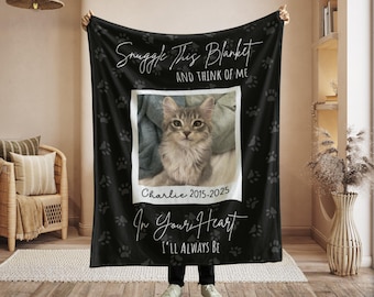 Personalized Pet Memorial Photo Blanket Collage, Personalized Cat Remembrance Gift, Cat Loss Bereavement Gifts, Cat Loss Sympathy Keepsake