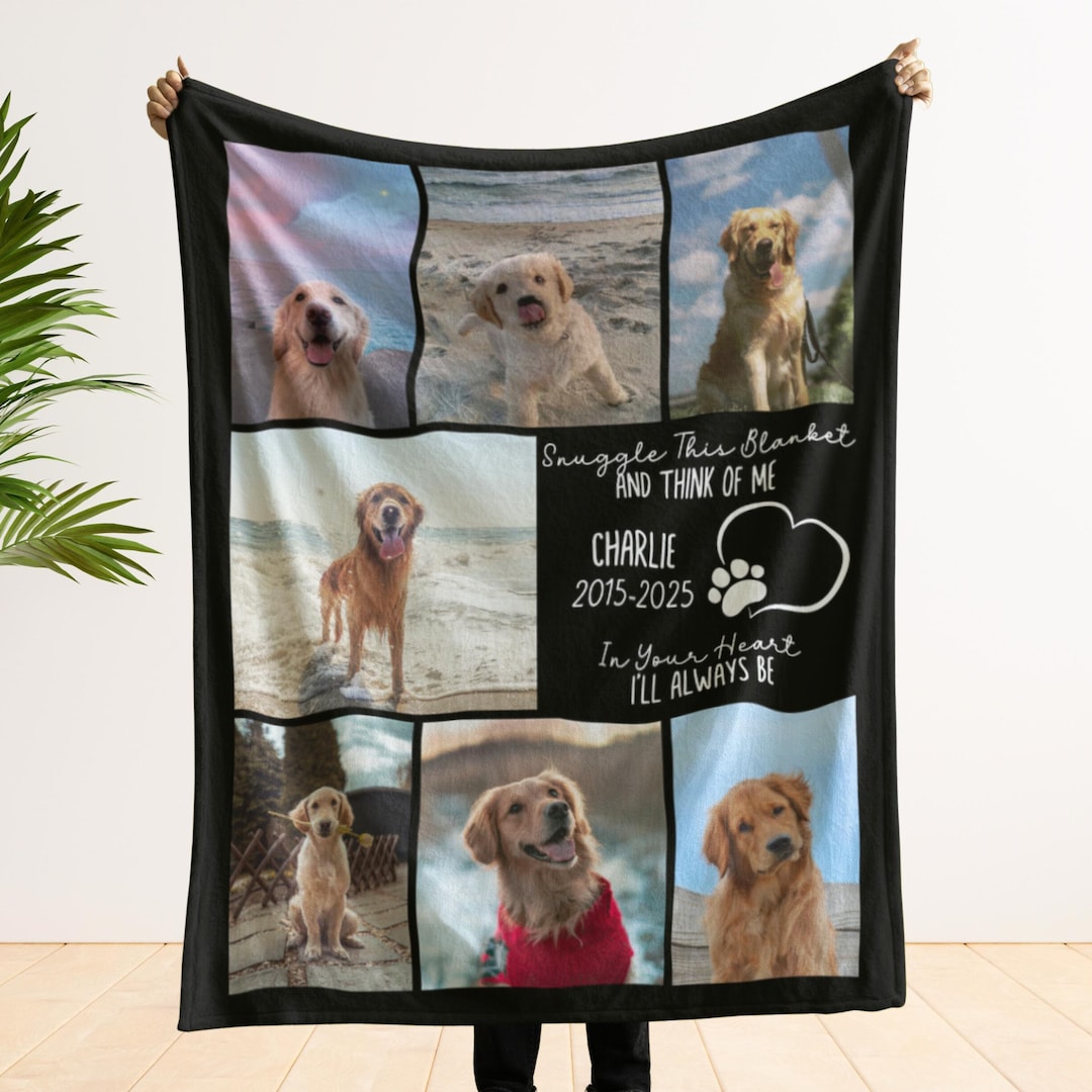 Personalized Dog Memorial Photo Blanket Gift, Pet Loss Keepsake ...