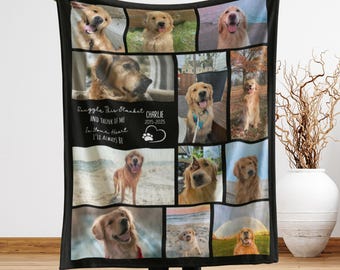 Personalized Dog Memorial Photo Blanket Gift, Pet Loss Keepsake Remembrance Gift For Dog Mom Dad Bereavement Gift, Dog Loss Pet Memory Gifts
