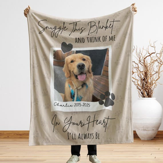 Personalized Dog Memorial Photo Blanket Gift, Pet Loss Keepsake Remembrance Gift For Dog Mom Dad Bereavement Gift, Dog Loss Pet Memory Gifts