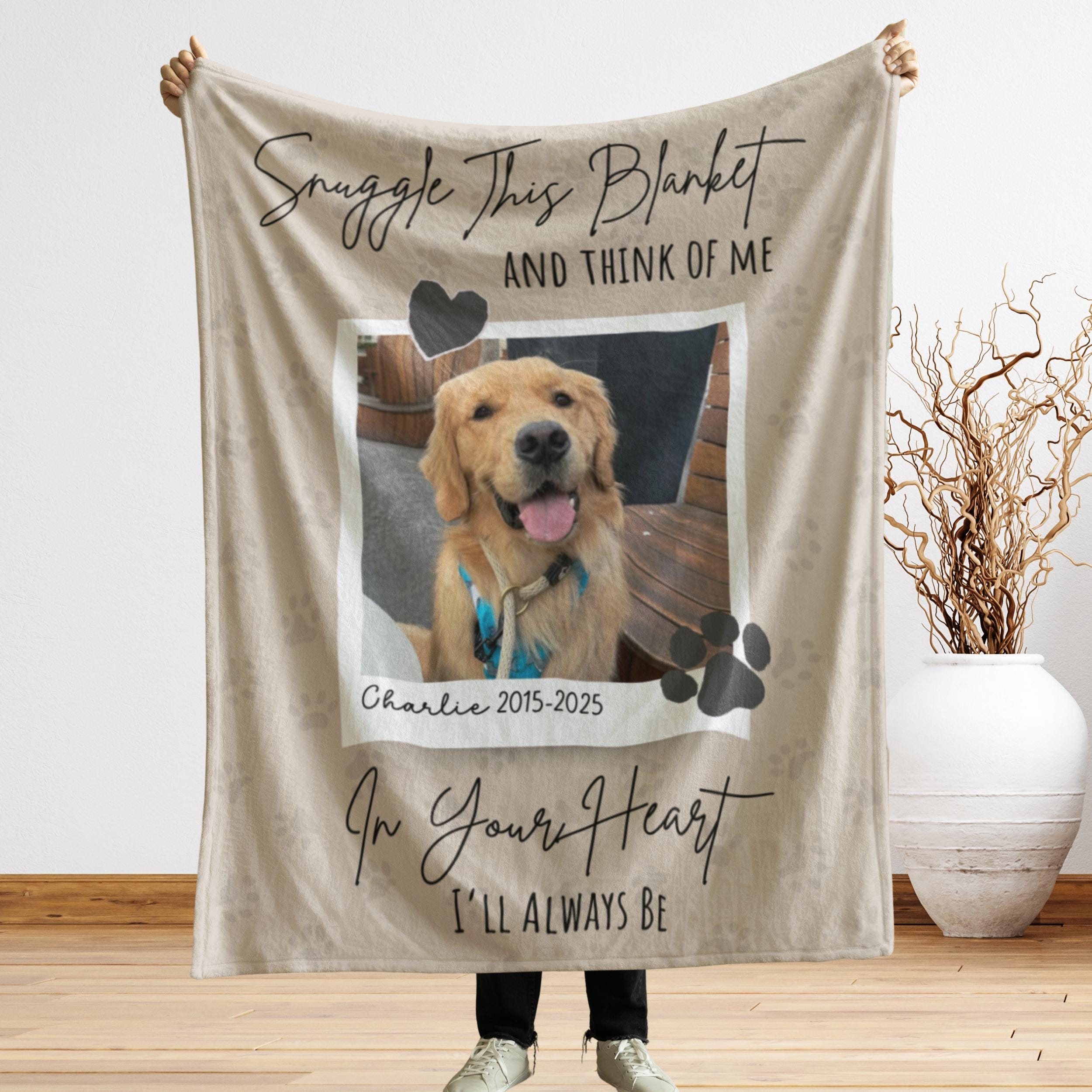 Personalized dog memorial photo blanket