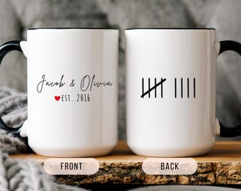 Personalized 9th Anniversary Mug, Custom Pottery Gift For Couple, Wedding Keepsake, 9 Year Gift For Her Or Him, Est. Year Mug, Mr & Mrs mug