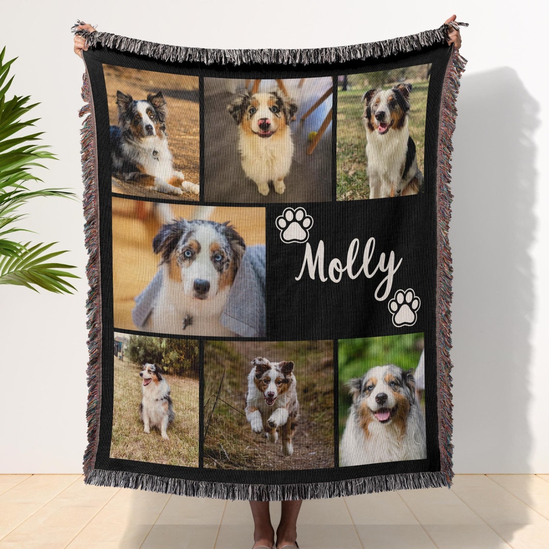 Personalized Dog Memorial Photo Blanket Gift Memorial Pet Face Loss ...