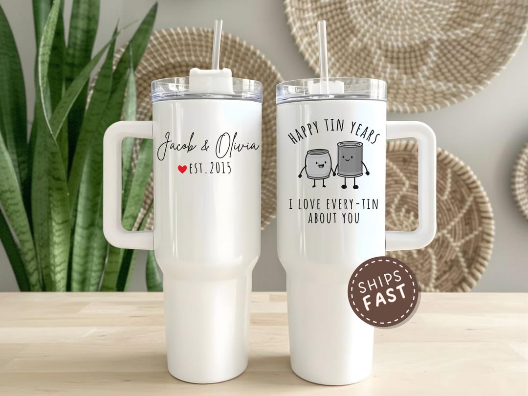 Tin Year Anniversary Tumbler 10 Years Anniversary Gift Tumbler 40oz 20 ...