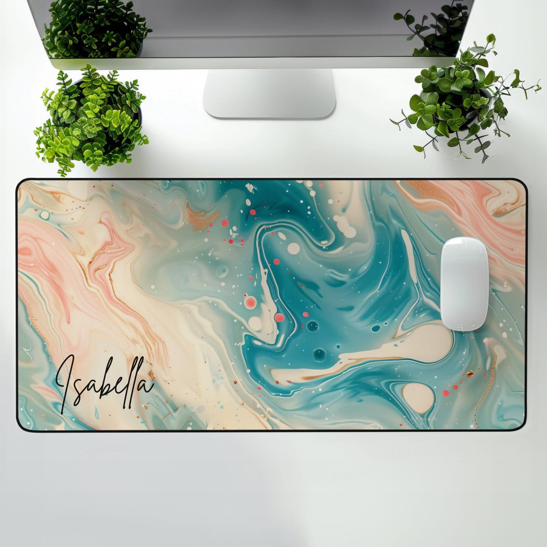 Custom Desk Mat Mousepad With Name, Marbled Desk Mat, Custom Mouse Pad ...