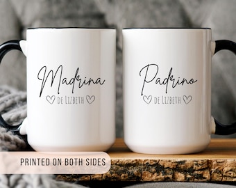 Personalized Godparents Mug Gift, Spanish Padrino Madrina Mug, Godparent Proposal Gift, Baptism Gift For Padrinos Padrinos Mug Custom Regalo