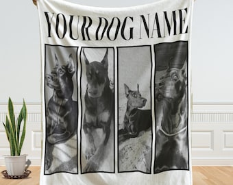 Personalized Dog Memorial Photo Blanket Gift Custom Pet Blanket, Custom Cat Blanket, Blanket With Photo and Text, Dog Loss Pet Memory Gifts