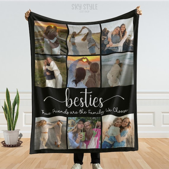 Personalized Best Friend Photo Blanket Collage, Memorial Blanket, Best Friend Gift, Besties Custom Gifts, Memorial Blanket BFF Soul Sister