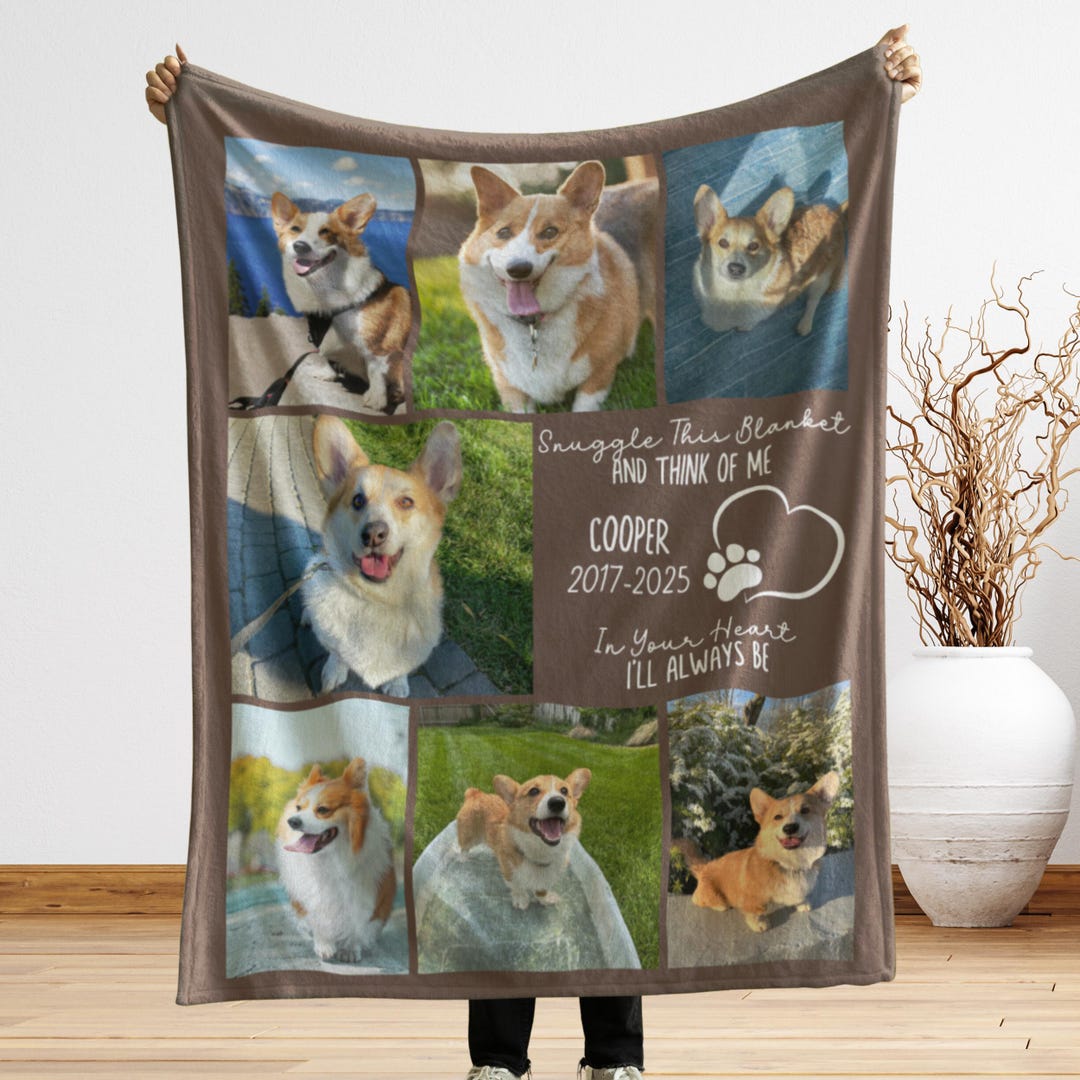 Personalized Dog Memorial Photo Blanket Gift, Custom Dog Photo Collage ...