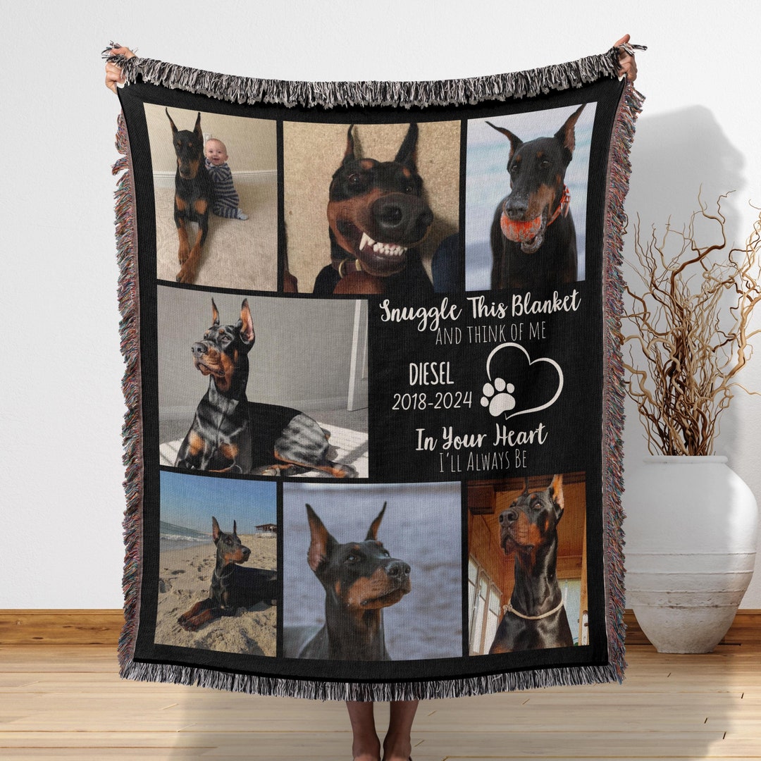 Personalized Dog Memorial Photo Blanket Gift Memorial Pet Face Loss ...