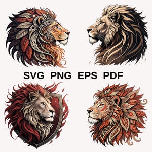 Lion Head Svg Files,Lion Face Svg Png Pdf Eps, Lion Portrait, Wildlife Art , African Lion SVG, Majestic Lion SVG, King of the Jungle SVG