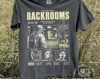 Camiseta do filme Backrooms, camiseta de terror Kane Parsons A24, estilo bootleg vintage dos anos 90, Async Research Institute, camiseta Creepypasta Liminal Space