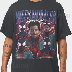 Miles Morales Shirt, Spider-Man Across The Spider-Verse T-Shirt, Vintage 90s Bootleg Rap Tee, Retro Spiderman Merch, Streetwear Graphic Tee image 1