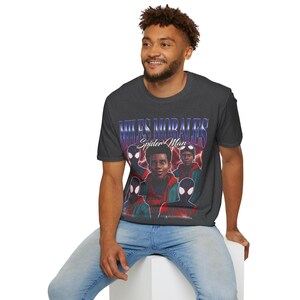 Miles Morales Shirt, Spider-Man Across The Spider-Verse T-Shirt, Vintage 90s Bootleg Rap Tee, Retro Spiderman Merch, Streetwear Graphic Tee image 5