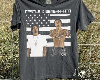 Camiseta vintage Castle X Wemby Spurs, camiseta de basquete inspirada em Stankonia, vestuário retrô para fãs do San Antonio, camiseta esportiva hip hop dos anos 90