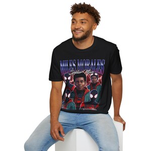 Miles Morales Shirt, Spider-Man Across The Spider-Verse T-Shirt, Vintage 90s Bootleg Rap Tee, Retro Spiderman Merch, Streetwear Graphic Tee image 3