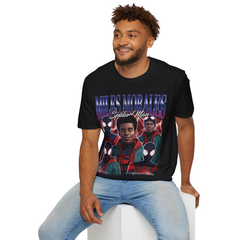 Miles Morales Shirt, Spider-Man Across The Spider-Verse T-Shirt, Vintage 90s Bootleg Rap Tee, Retro Spiderman Merch, Streetwear Graphic Tee image 3