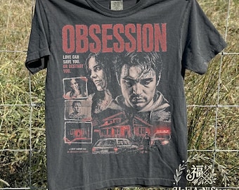 Camiseta Comfort Colors Obsession Movie 2026, Camiseta Gótica de Terror, Camiseta Vintage de Filme de Suspense, Camiseta do Filme de Curry Barker, Camiseta Bootleg dos Anos 90