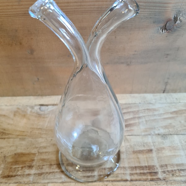 Ancienne carafe double - Bouteille duo - Huile et vinaigre - vintage