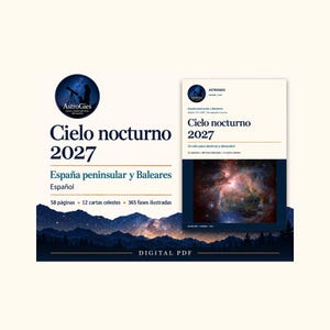 Cielo nocturno 2027 – España peninsular y Baleares, Madrid, calendario astronómico de 58 páginas PDF, español