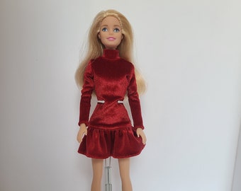 Red dress for handmade fashion dolls, such as Barbie, Steffi love, etc.