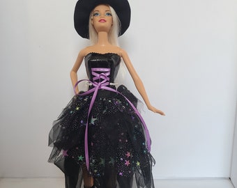 Witch costume for dolls such as Barbie, Integrity toys, Steffi love, etc.