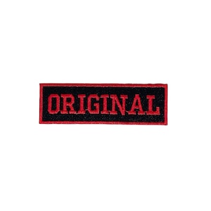 May include: Black and red embroidered patch with the word "ORIGINAL" in red lettering.