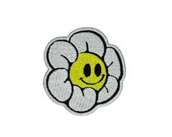 Parches termoadhesivos de flores sonrientes de NH - Parches bordados para decoración
