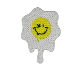 Spiegelei Bügelbild: Gestickte Applikation für Jacken, Taschen