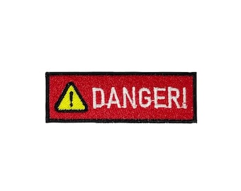 NH Danger Warning Iron On Patches - Embroidery Applique Patches For Decoration