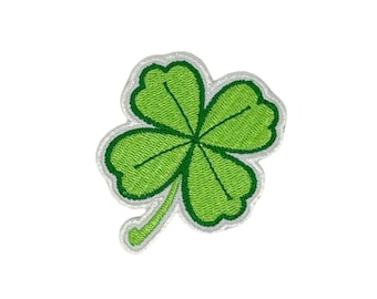 Embroidered Clover Iron On Patch: Decorative Applique (2x2.5 inches)