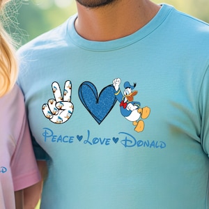 Peace Love Donald Shirts  Disney Shirts Donald Duck Gift, Disneyland Family Shirts Disneyworld Shirts Disney Characters