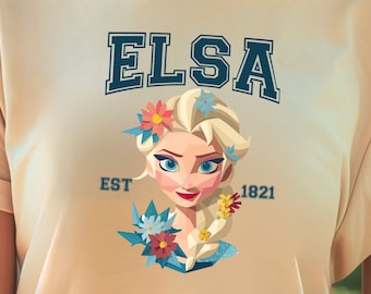 Frozen Elsa 2D Style Shirts Frozen Birthday Gift, Princess Elsa Tank Top, Disneyland Shirts Matching Princess Shirt for Family