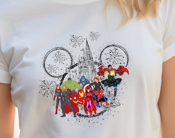 Camisetas grupales de los Vengadores, camisetas con personajes de los Vengadores, camisetas familiares de Disney, camisetas grupales a juego, camisetas de Disneyland, regalo de cumpleaños para fanáticos de Disney