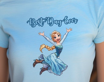 Frozen Elsa Best Day Ever Princess Shirts Disneyland Family Shirts Disneyworld Shirts Elsa Birthday Gift, Princess Elsa Jumping Shirt